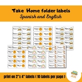 Take Home Folder Labels |  Spanish and English