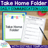 Daily Parent Communication Log and Take Home Folder Cover