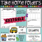 Take Home Folders with EDITABLE labels, Reading Log, Behav