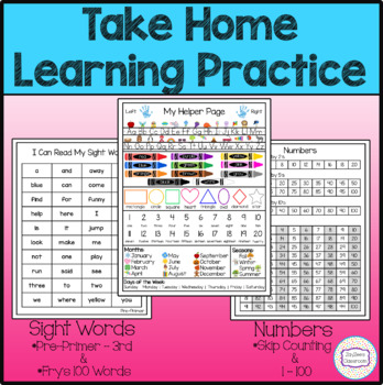 Preview of Take Home Learning Practice - Basic Review Worksheets