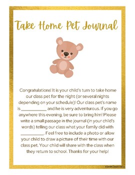 Preview of Printable Take-Home Class Pet Journal *INSTANT DOWNLOAD*