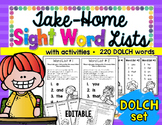 Take-Home Sight Word Lists: DOLCH
