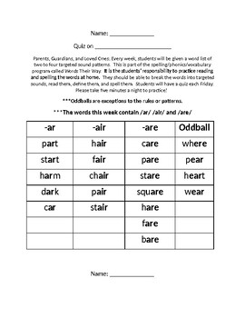 Preview of Take Home Study Guide for Words Their Way: Other Vowels Sorts 25 to 30