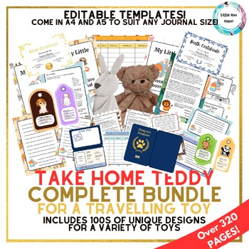 Preview of Take Home Toy Travelling Teddy Bear EDITABLE COMPLETE BUNDLE -EYLF, Preschool
