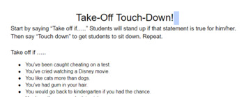 Preview of Take Off Touch Down Team Building Activity