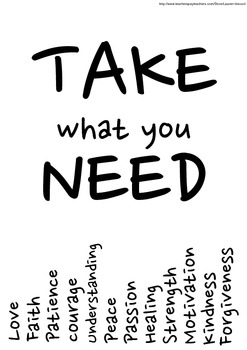 Take What You Need Values Poster by Lauren Luchow | TpT