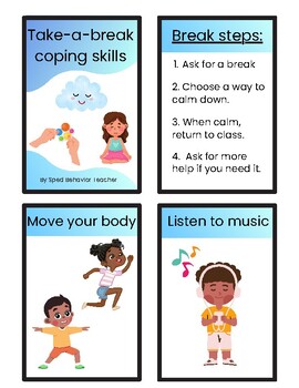 Preview of Take-a-Break Coping Skills Cards for Self Regulation