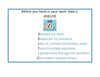 Preview of Take a Selfie...Math Response Checklist