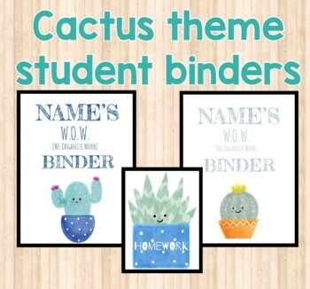 Preview of Take home Folder/ BINDER COVERS-EDITABLE Cactus theme