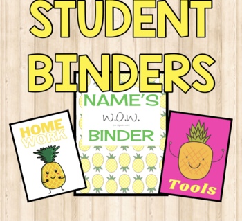 Preview of Take home folder/BINDER COVERS PINEAPPLE-EDITABLE
