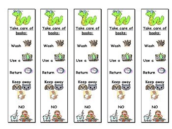 Preview of Taking Care of Library Books Bookmark: 5 bookcare rules pdf