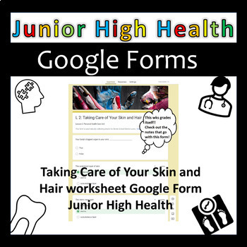 Preview of Taking Care of Your Skin and Hair | Google Form | Junior High Health