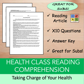 Preview of Taking Charge of Your Health - Health Reading Comprehension Bundle