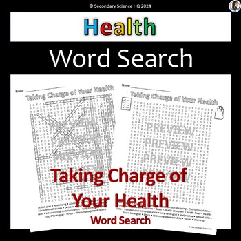 Preview of Taking Charge of Your Health Vocabulary Wordsearch Puzzle