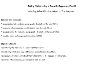 Preview of Taking Notes Using a Graphic Organizer, Part II: Inferring
