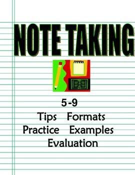 Preview of Taking Notes for Understanding - Teaching Strategies Templates Practice