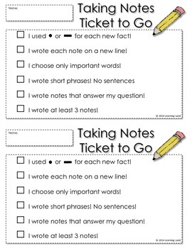 Taking Notes in the Elementary Classroom by Learning Land | TPT