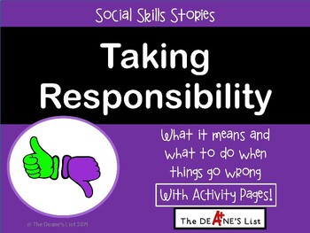 Preview of SOCIAL SKILLS STORY "Taking Responsibility" Concrete Steps to Make It Right