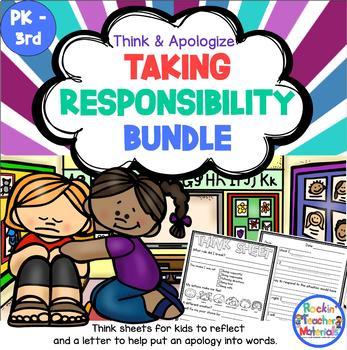 Preview of Taking Responsibility Bundle - Think Sheets and Apology Letters