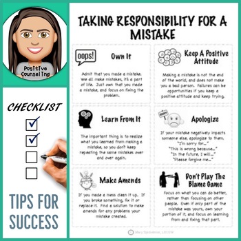 Preview of Taking Responsibility For Mistakes:  Tips For Success