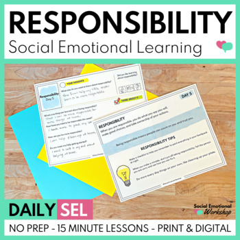 Preview of Taking Responsibility Lessons - Quick SEL Worksheets for Counseling - LOW PREP