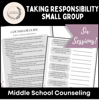 Preview of Taking Responsibility - Middle School Small Group Counseling