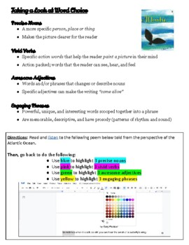 Preview of Taking a Look at Creative Word Choice with 