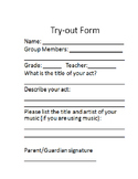 Talent Show Tryout Form
