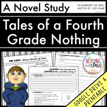 Preview of Tales of a Fourth Grade Nothing Novel Study Unit | Comprehension & Activities