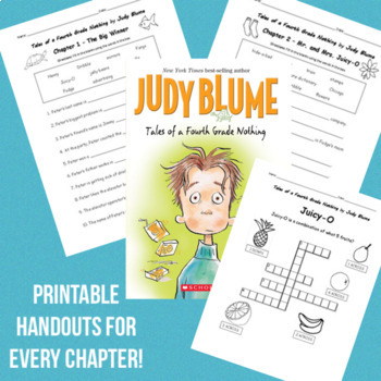 Preview of Tales of a Fourth Grade Nothing Printable worksheets for each chapter