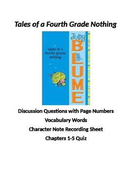 Preview of Tales of a Fourth Grade Nothing Questions, Vocabulary, and Quiz