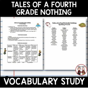 Preview of Tales of a Fourth Grade Nothing Spelling Vocabulary Activity