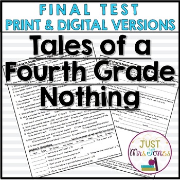 Preview of Tales of a Fourth Grade Nothing by Judy Blume Final Test