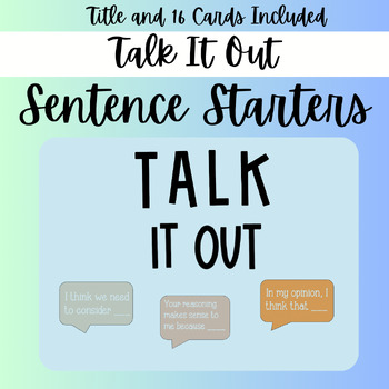 Preview of Talk It Out - Sentence Starter Anchor Chart