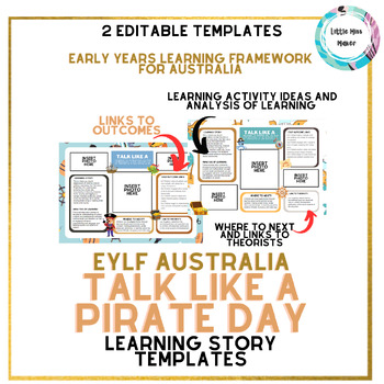 Preview of Talk Like A Pirate Day EYLF Early Learning Story EDITABLE Templates Australia