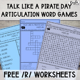 FREE Talk Like a Pirate Day Articulation Word Games for /r/