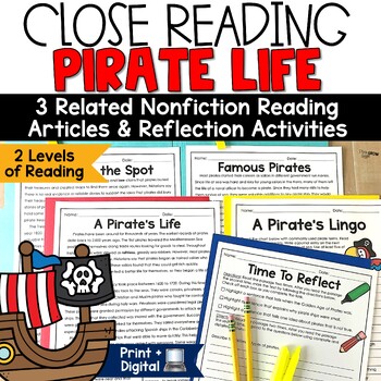 Preview of Pirate Day Activities Summer Reading Comprehension Passages End of the Year Fun