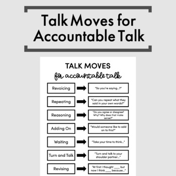 Preview of Talk Moves for Accountable Talk Posters
