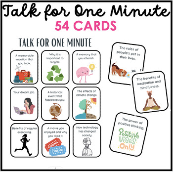 Preview of Talk For One Minute | 54 Cards | Fun Activity / Game
