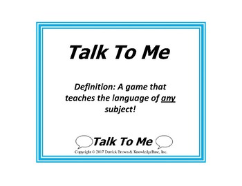 Preview of Talk To Me (Arithmetic Edition) - Teach the Language of Math!
