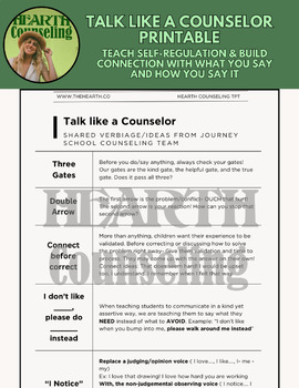 Preview of Talk like a Counselor! Teach Self Regulation and Build Connection