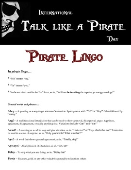 Preview of "Talk like a Pirate Day" - Fun Research Activity
