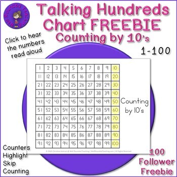 Preview of Talking Digital Hundreds Chart - Counting by 10's FREEBIE