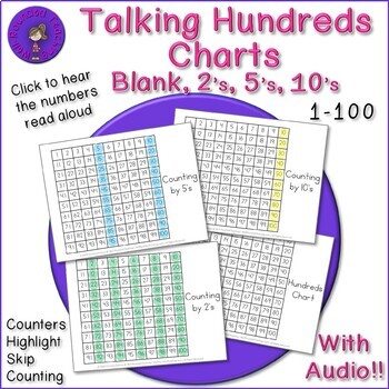 Preview of Talking Digital Hundreds Charts with Audio 1's 2's 5's 10's