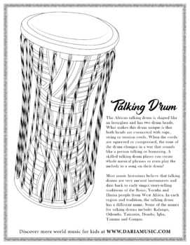 Preview of Talking Drum - Free Coloring Page