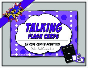 Preview of Talking Flash Cards - QR Code Differentiated Center Activities - Third Grade