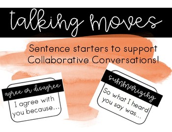 Preview of Talking Moves Sentence Starters for Collaborative Conversations {ESL}