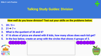 Preview of Talking Study Guides: Division Google Slides and Video Link