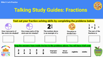 Preview of Talking Study Guides: Fractions Google Slides