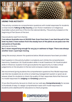 Preview of Talking to My Country by Stan Grant - Comprehension Activity 3